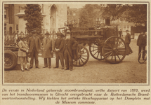873146 Afbeelding van de eerste Nederlandse stoombrandspuit uit de collectie Brandweermuseum (Lange Nieuwstraat 38) te ...